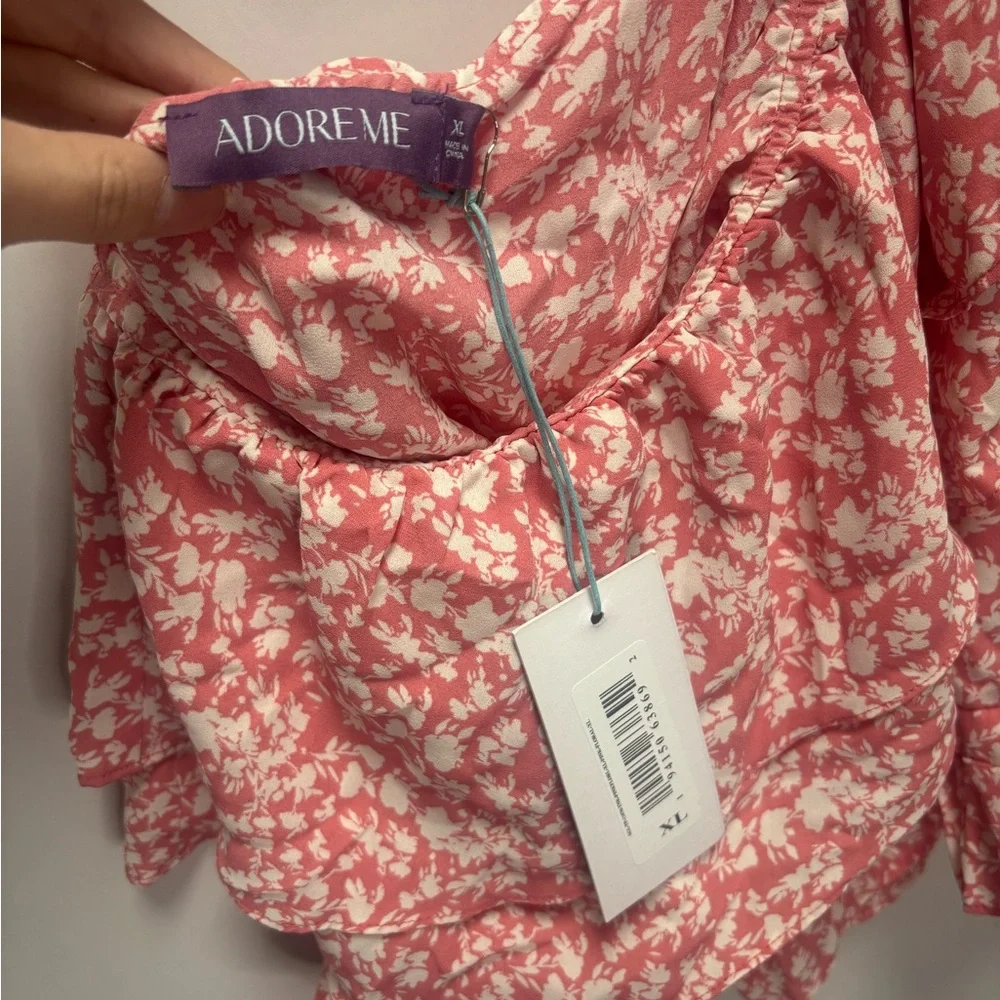 NWT Adore Me Pink Floral One Shoulder Emma Top - Picture 4 of 5